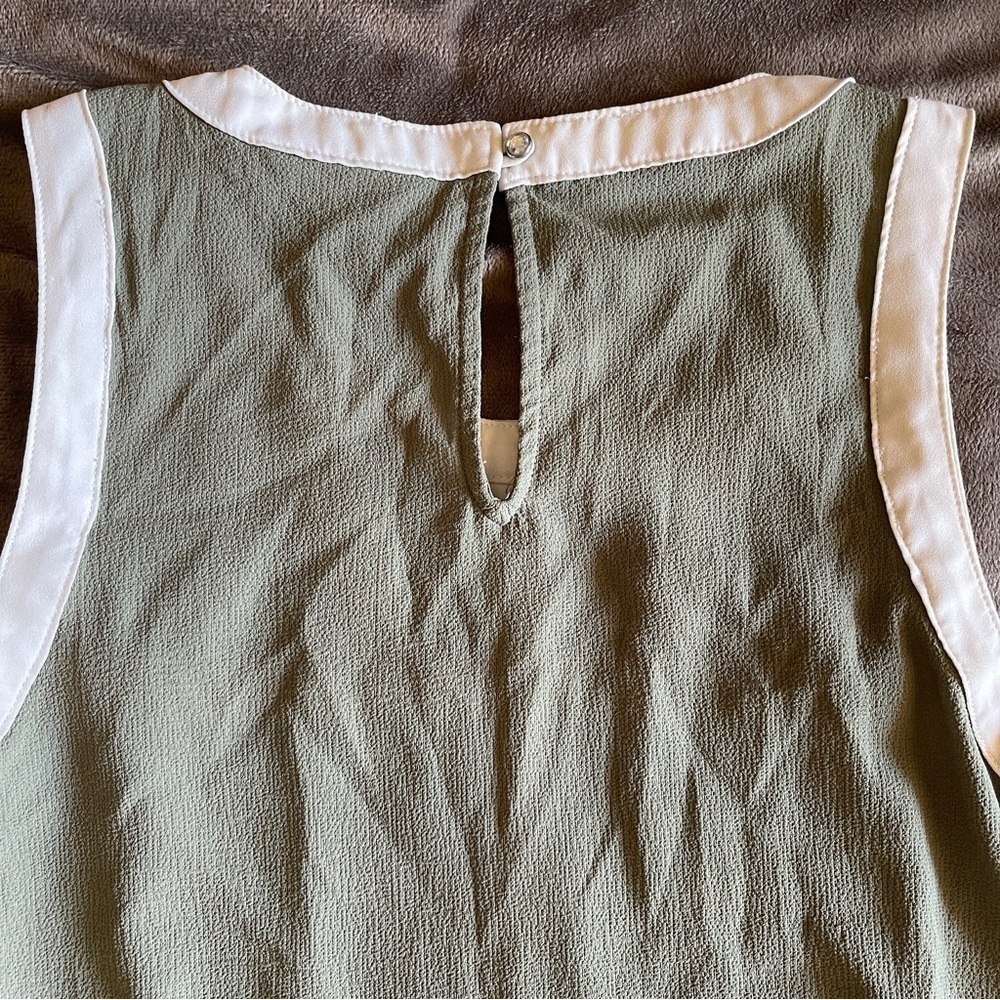 Candie's Sage Green Tank Top with White Accents - Picture 5 of 9